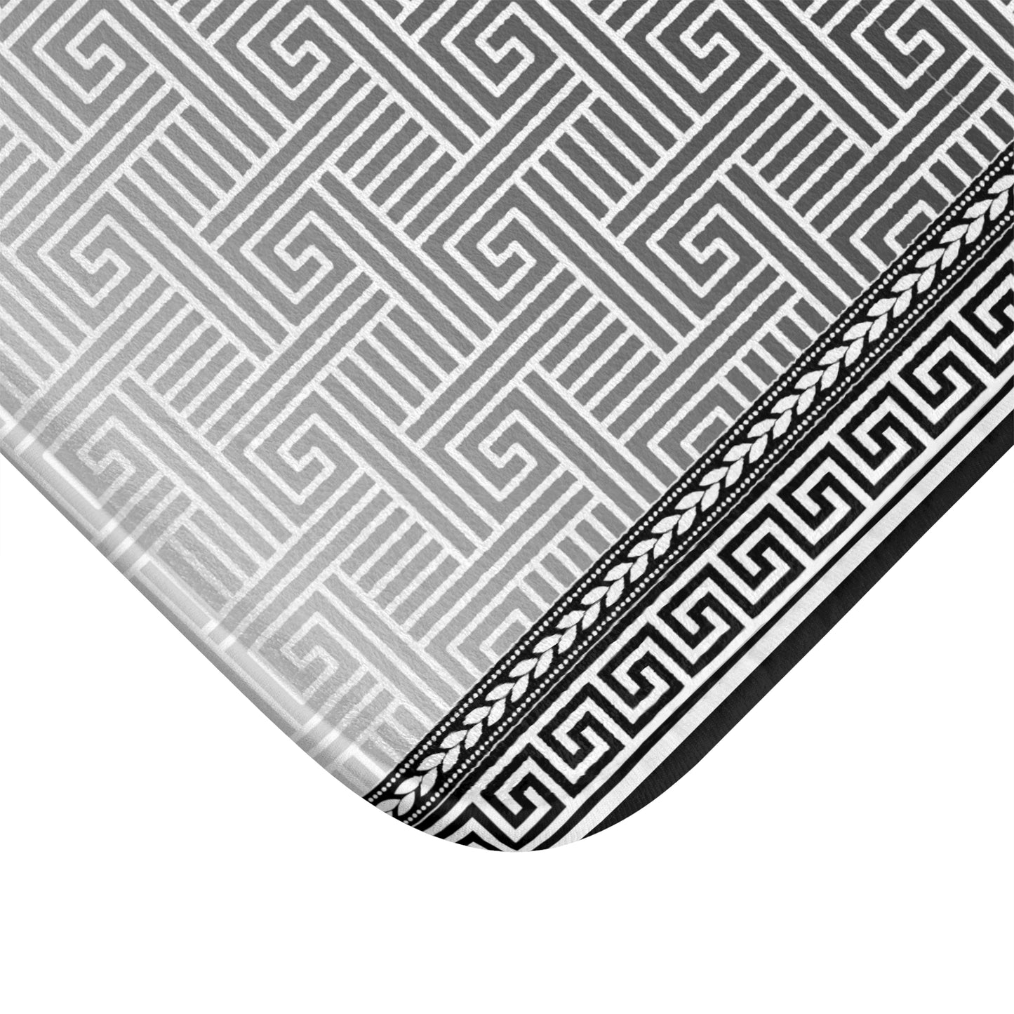 Black Grey White Greek Key Bath Mat