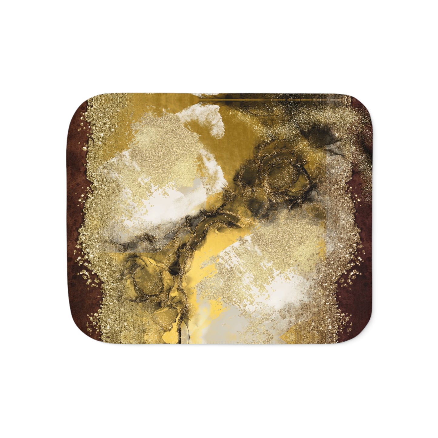Abstract Gold Maroon Black Sherpa Blanket