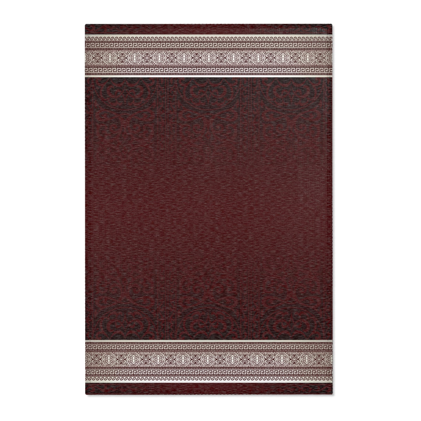 Ornate Greek Keys Maroon Tan & Black Area Rugs