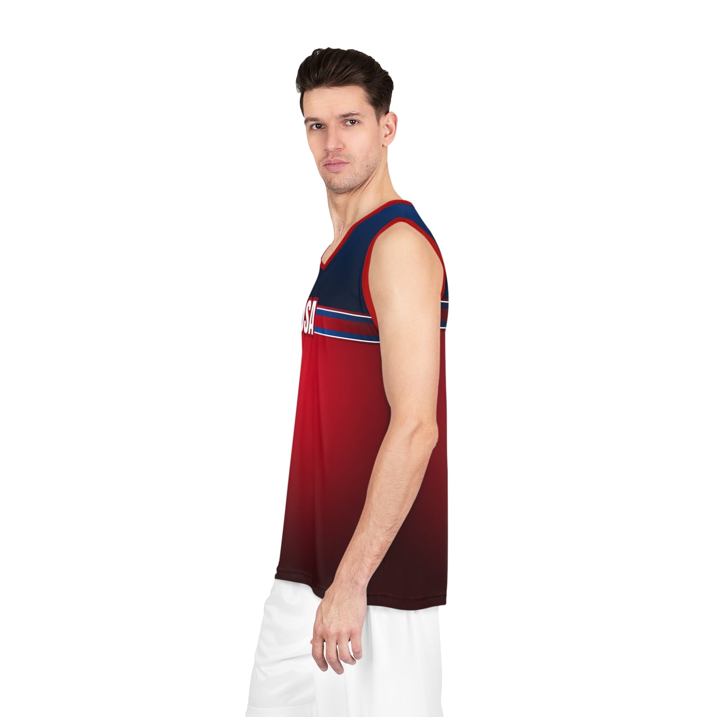 USA Red Blue White Trim - Basketball Jersey