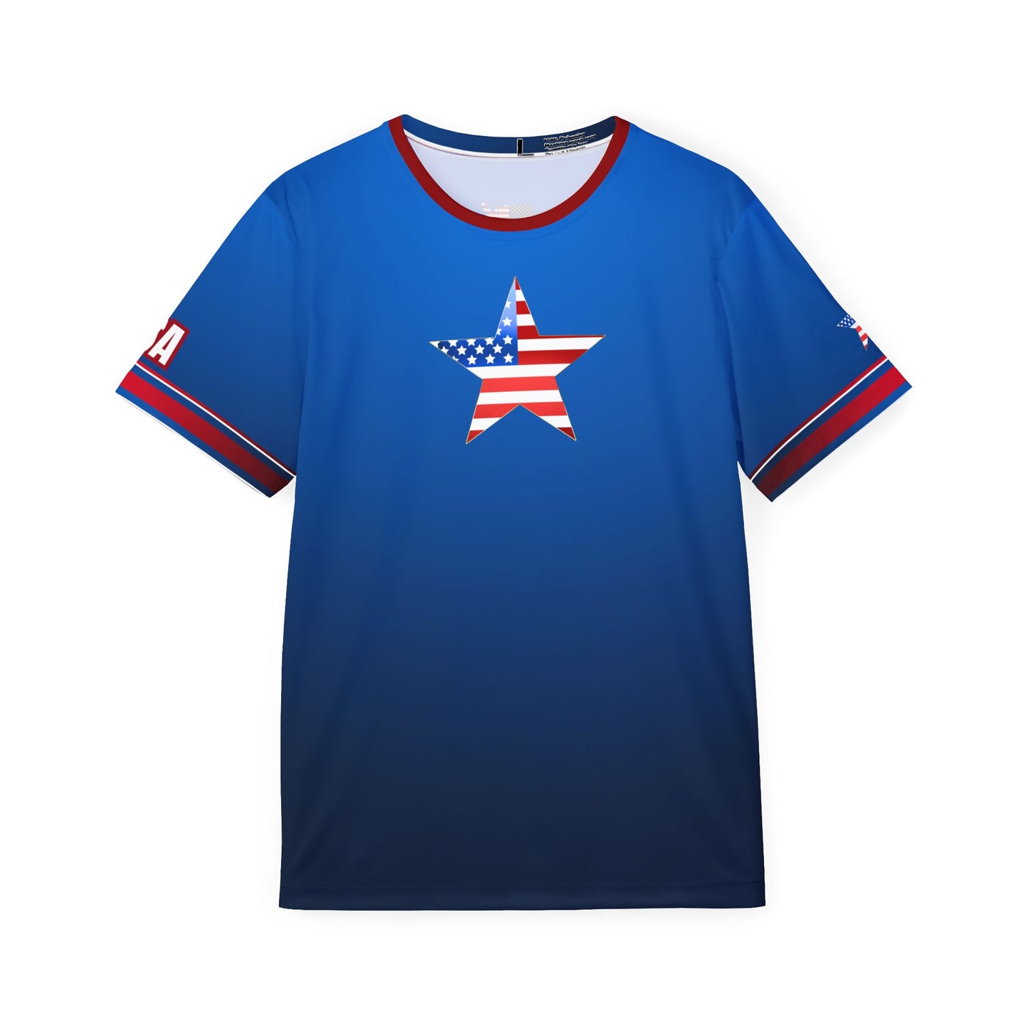 USA Star Soccer Jersey Blue Red Trim