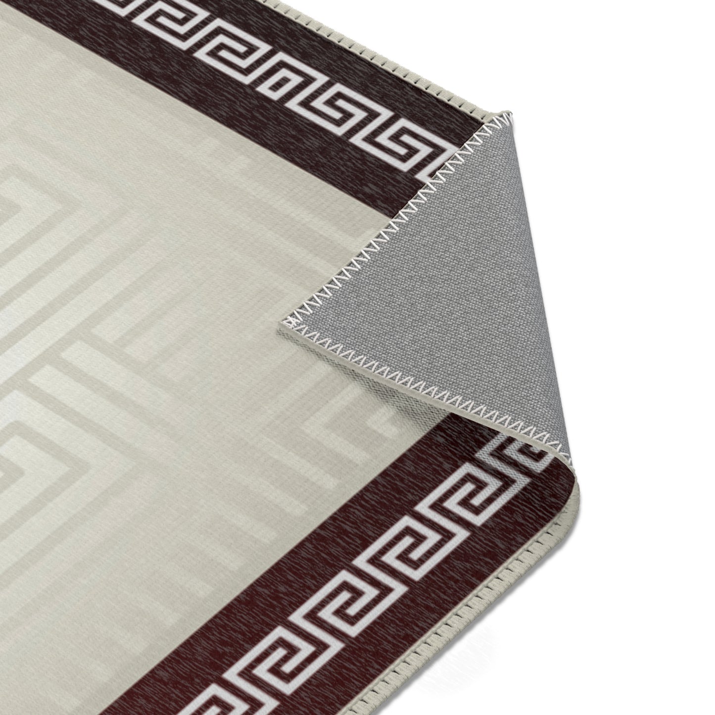 Greek Keys Tan & Maroon Area Rugs