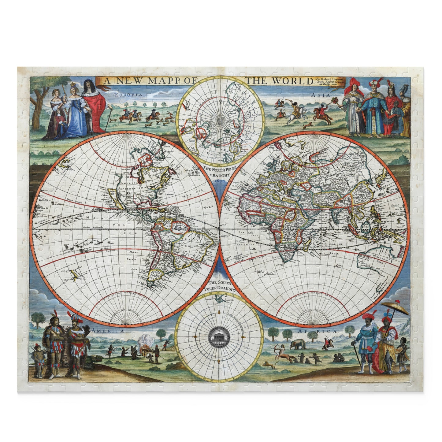 Atlas 1676 Map of the World Institute Natural Philosophy Puzzle (120, 252, 500-Piece)