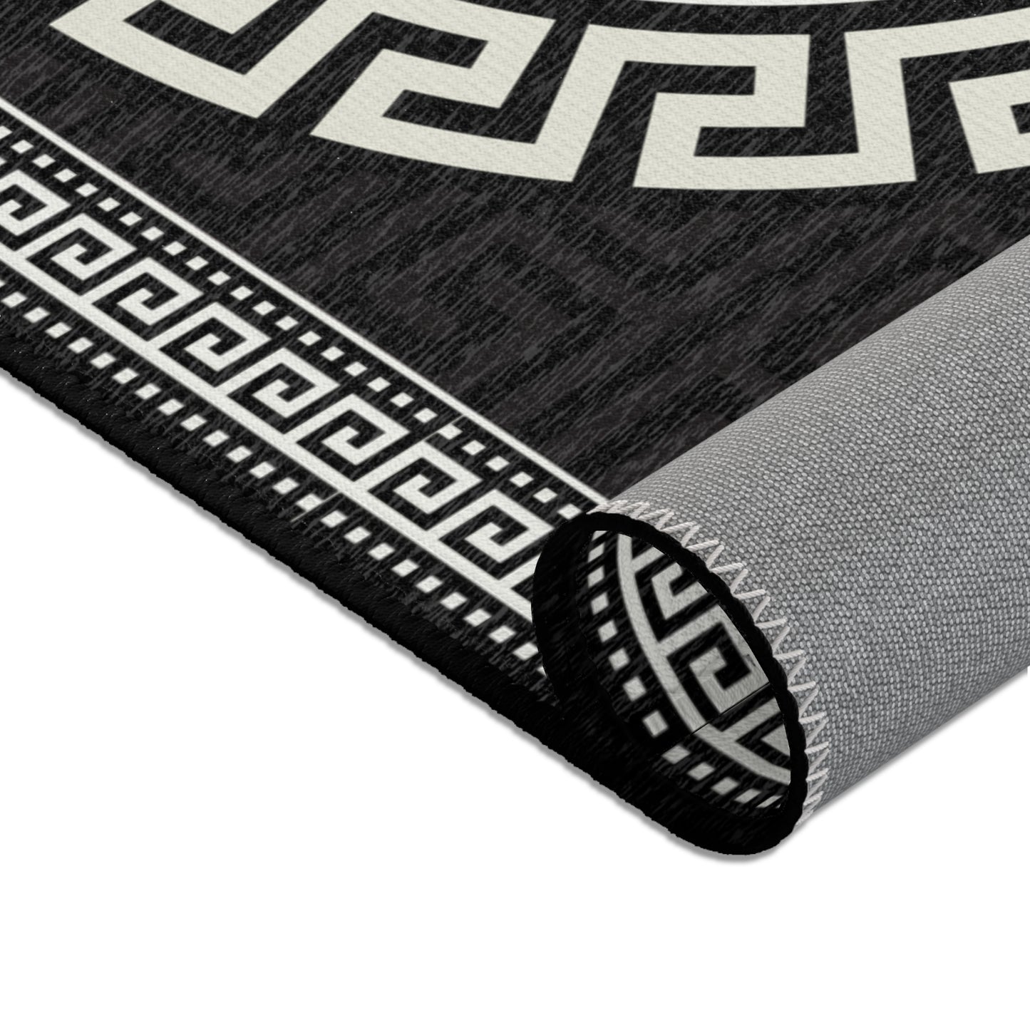 Greek Keys Black Tan Area Rugs