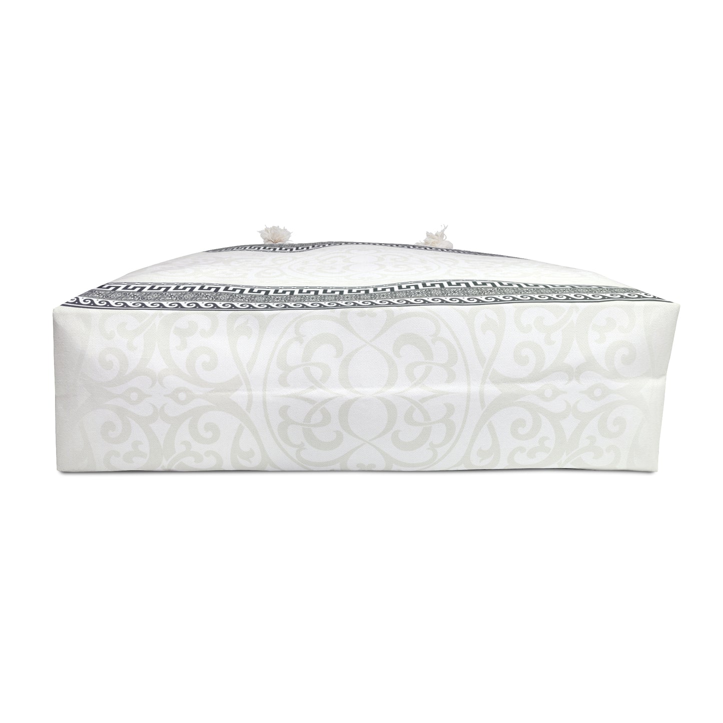 Greek Key Cream Gray Floral Weekender Bag