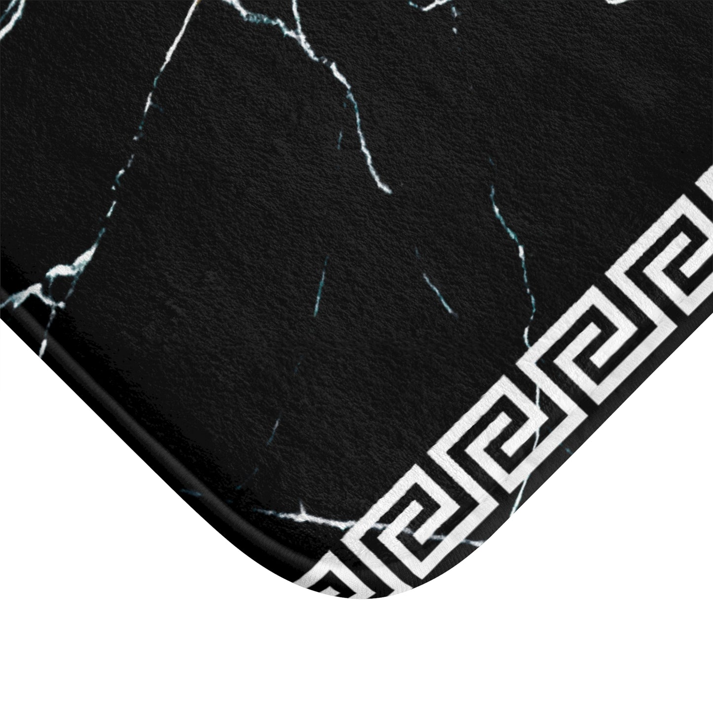 Black White Greek Key Marble Bath Mat