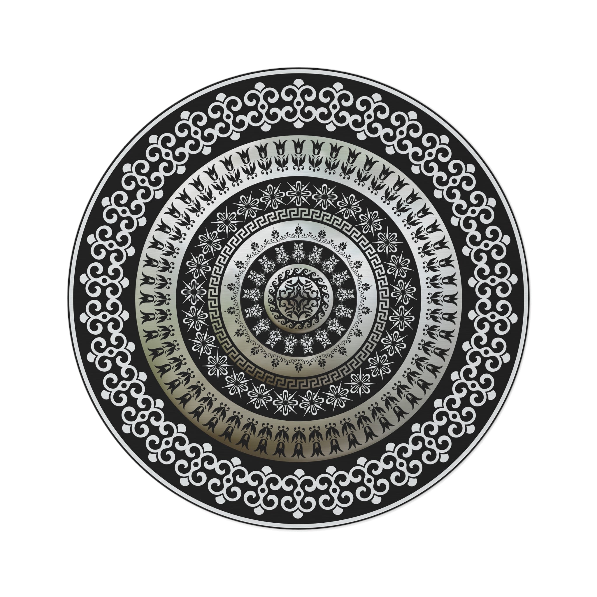 Cream Rug Key Design Ornate Greek Key White Black Cream Round Rug – Yiorgos Designs