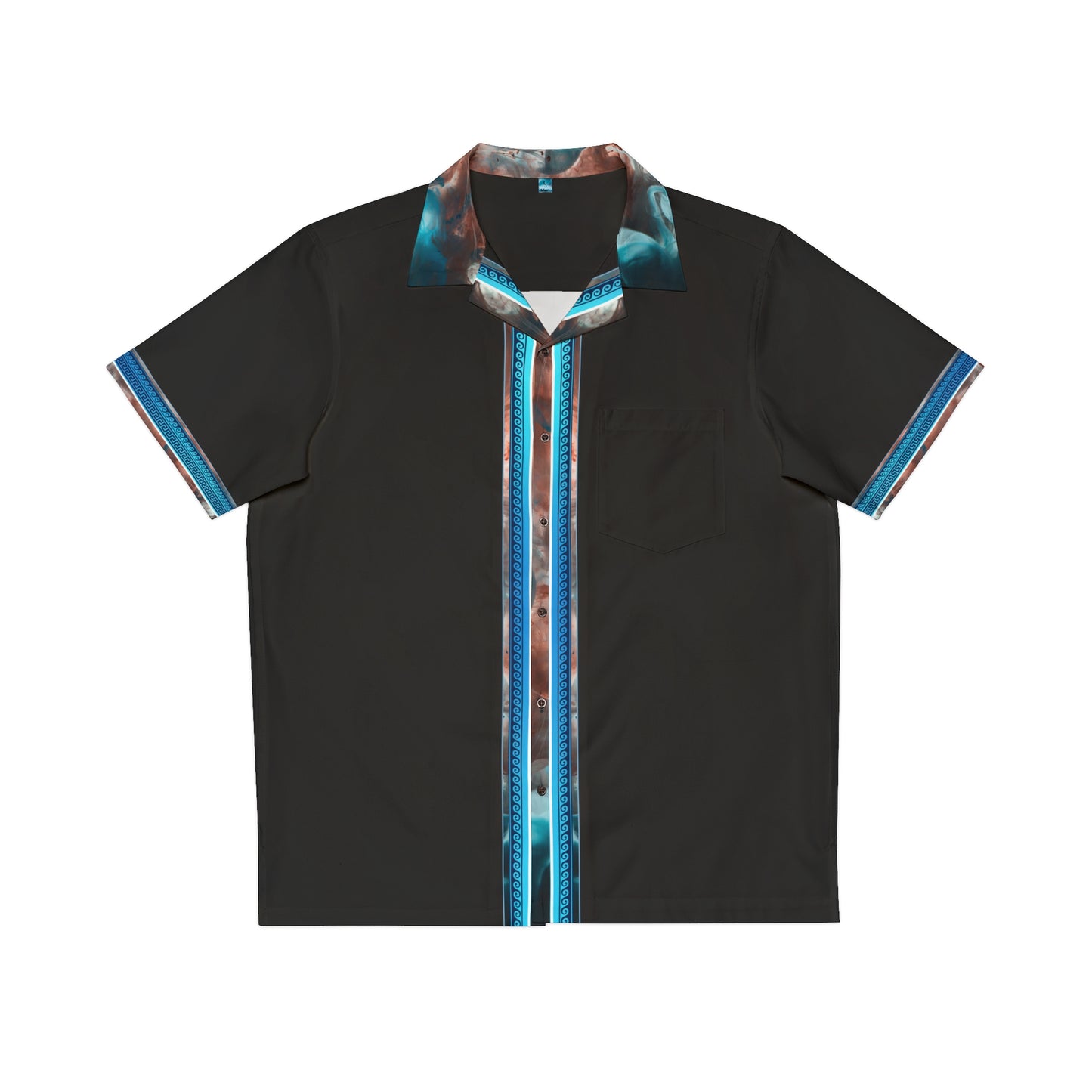 Black White Colorful Greek Key Hawaiian Style Shirt