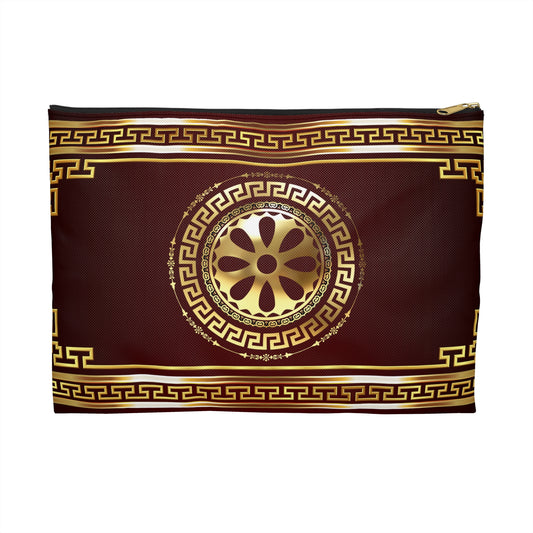 Greek Key Gold Maroon Accessory Pouch