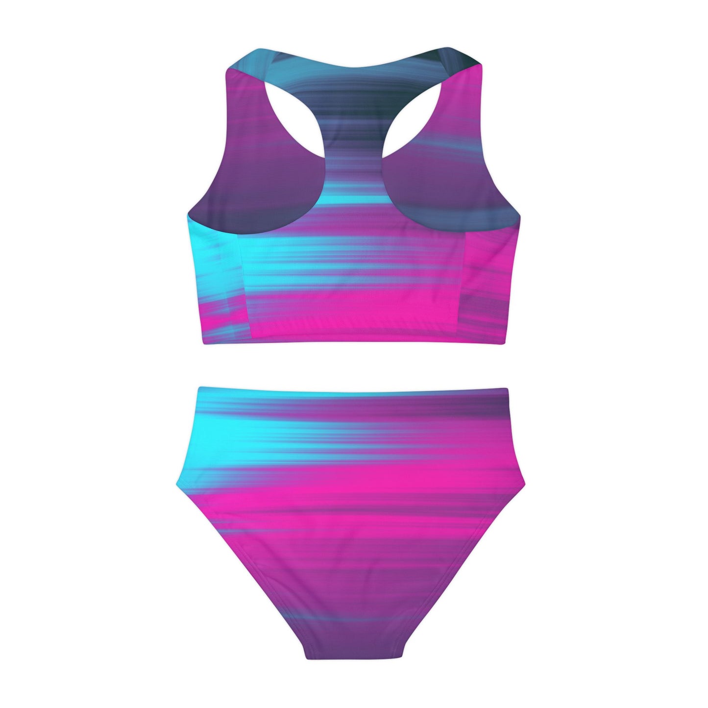 Neon Pink Blue Girls Two Piece Swimsuit Kiki Collection