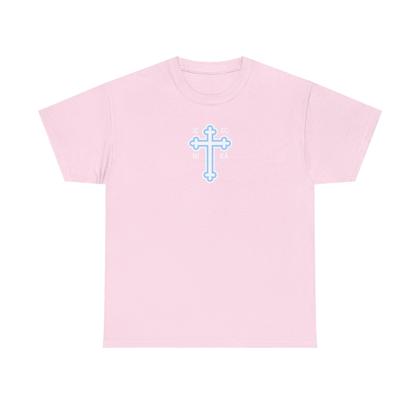 Greek Orthodox Cross White Blue GOYA Unisex Heavy Cotton Tee