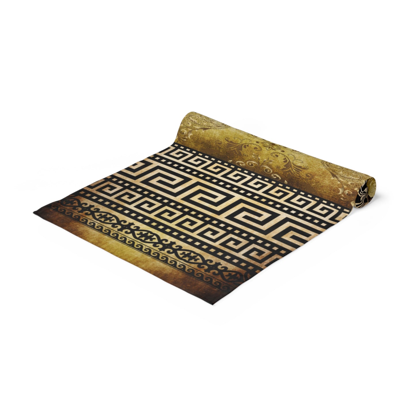 Rustic Vintage Style Floral Greek Key Table Runner