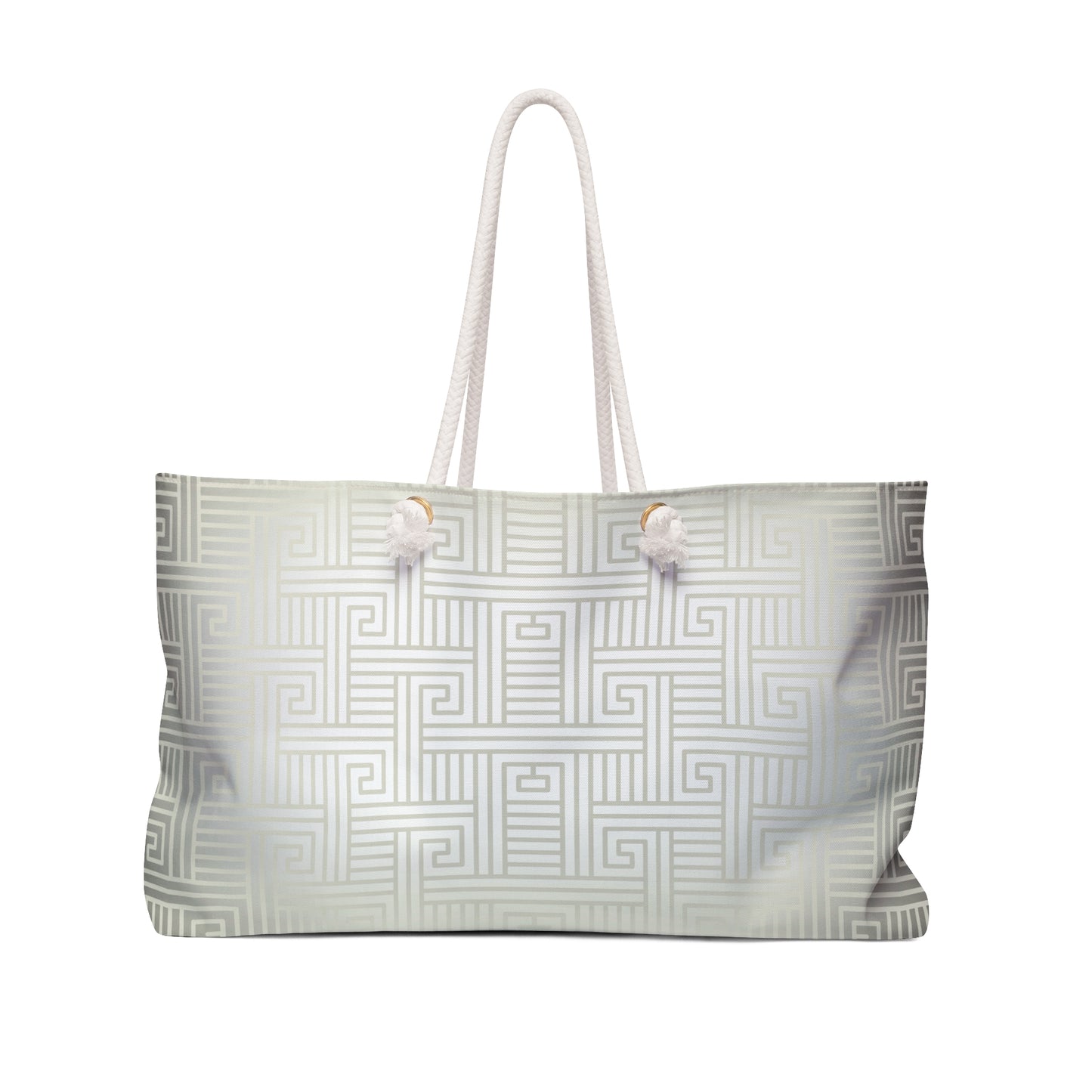 Cream White Greek Key Weekender Bag