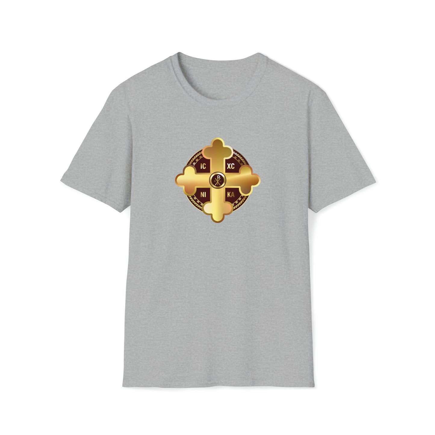 Greek Orthodox Cross Gold Maroon Softstyle T-Shirt