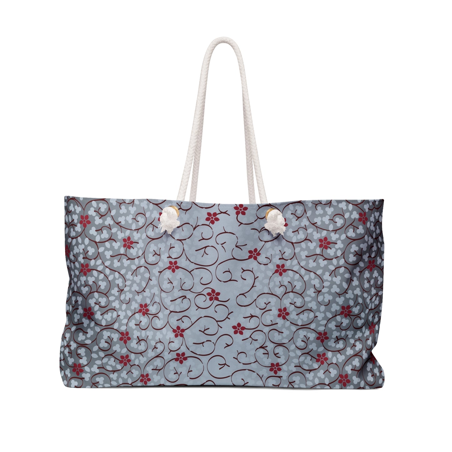 Floral Gray Blue Weekender Bag