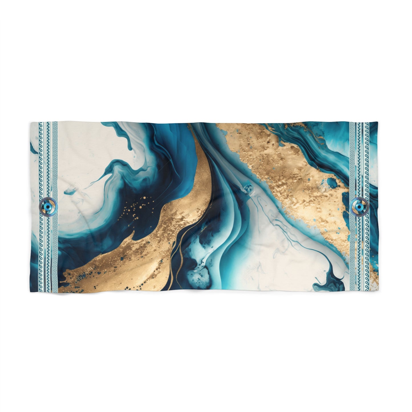 Aqua Gold Sea Sand Greek Key Beach Towel