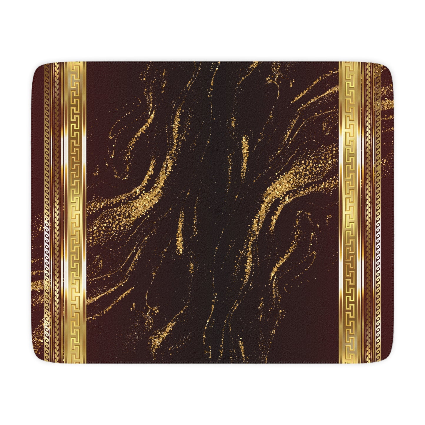 Greek Key Gold Flake Maroon Sherpa Fleece Blanket