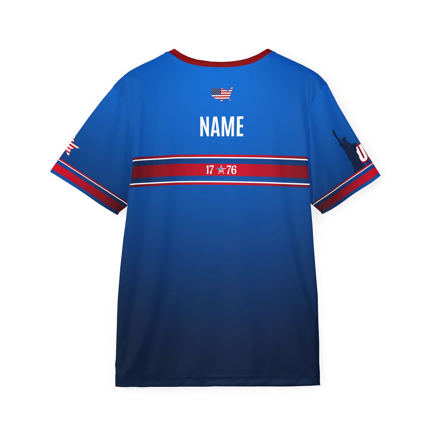 USA Star Soccer Jersey Blue Red Trim