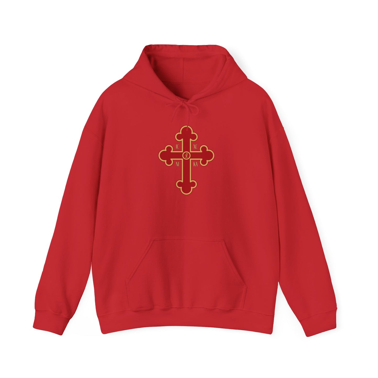 Greek Orthodox Cross Red Gold GOYA Unisex Heavy Blend™ Hooded Sweatshirt
