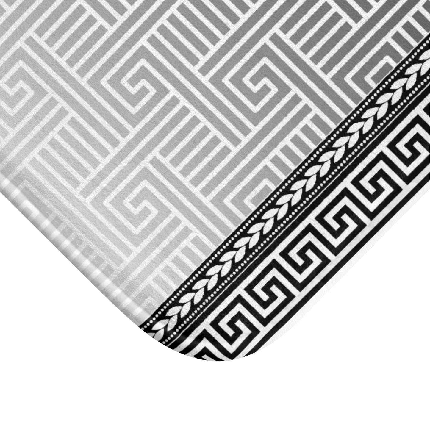 Black Grey White Greek Key Bath Mat