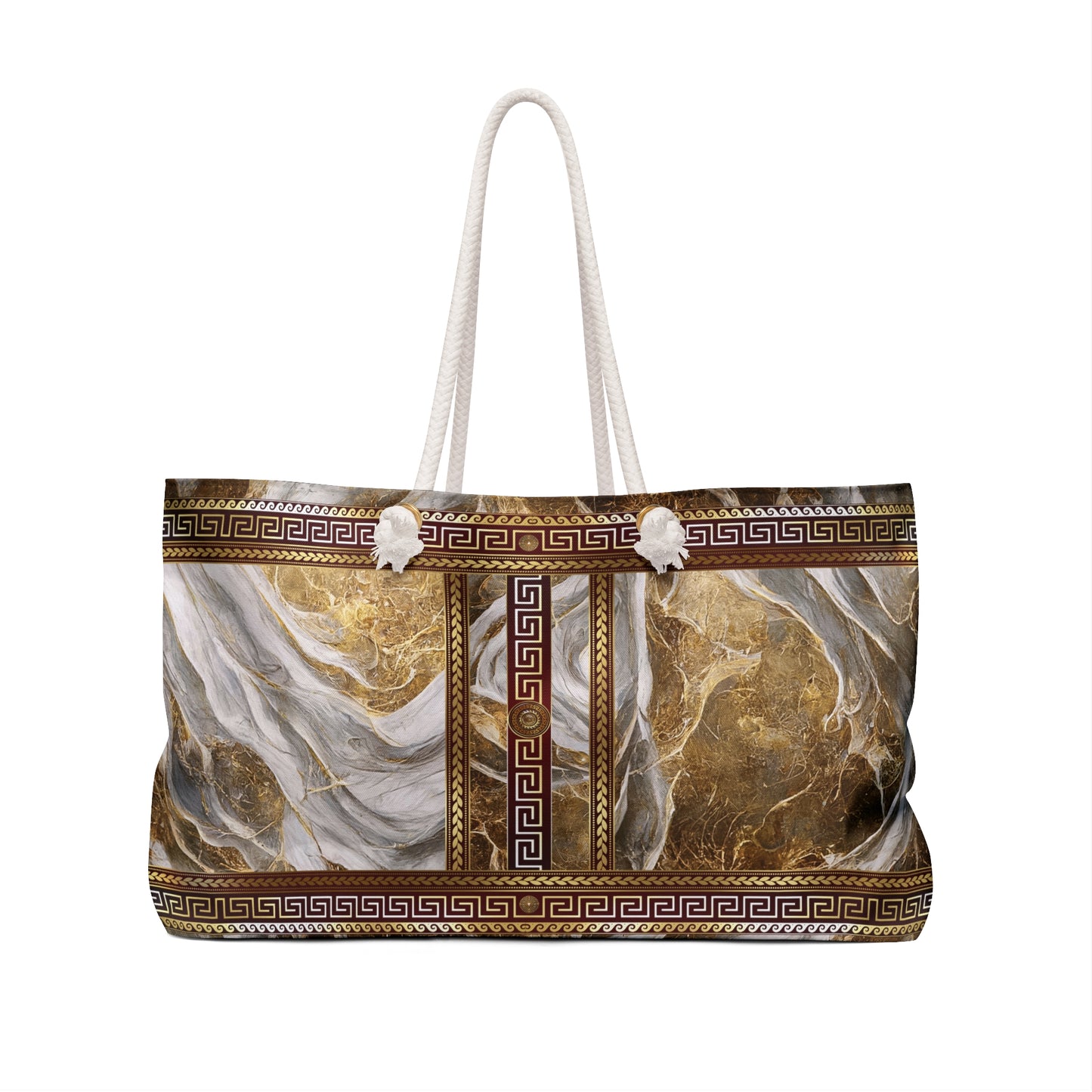 Marbleized Greek Key Weekender Bag