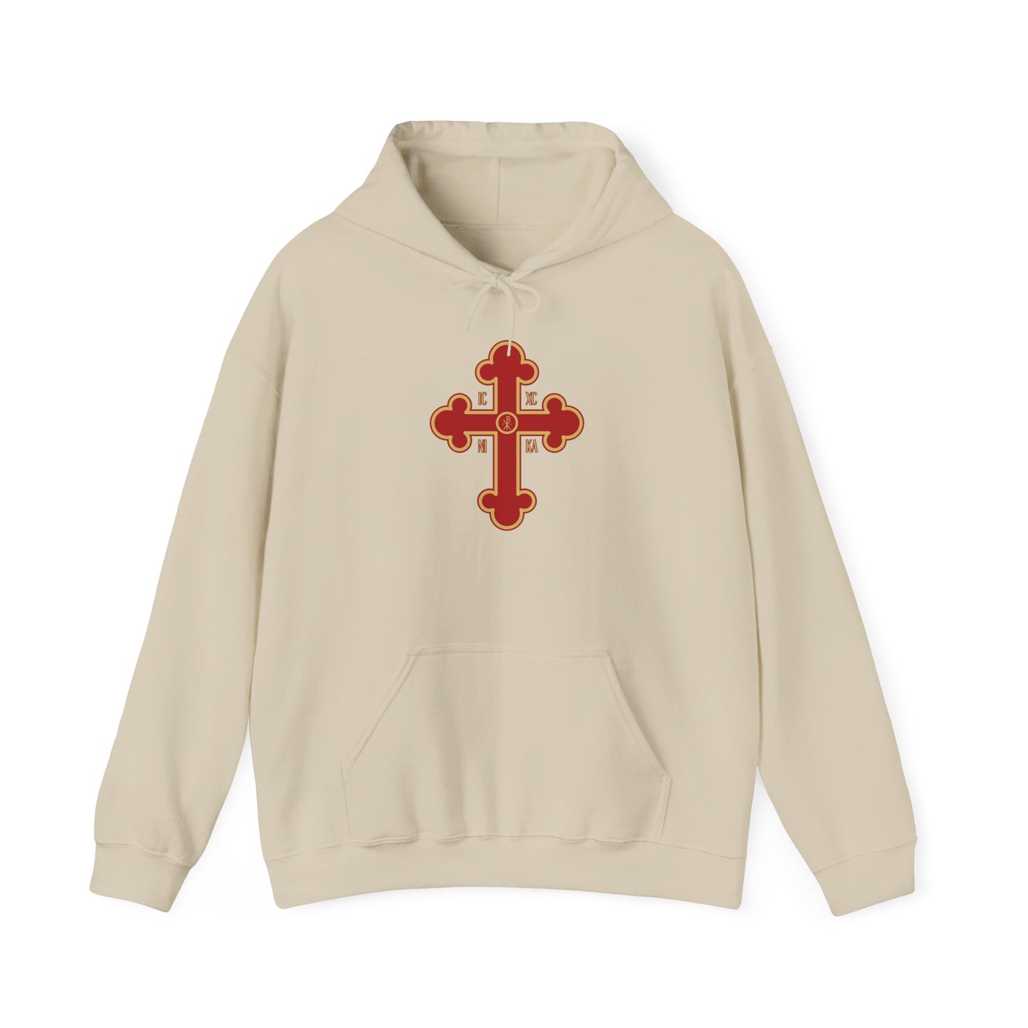 Greek Orthodox Cross Red Gold GOYA Unisex Heavy Blend™ Hooded Sweatshirt