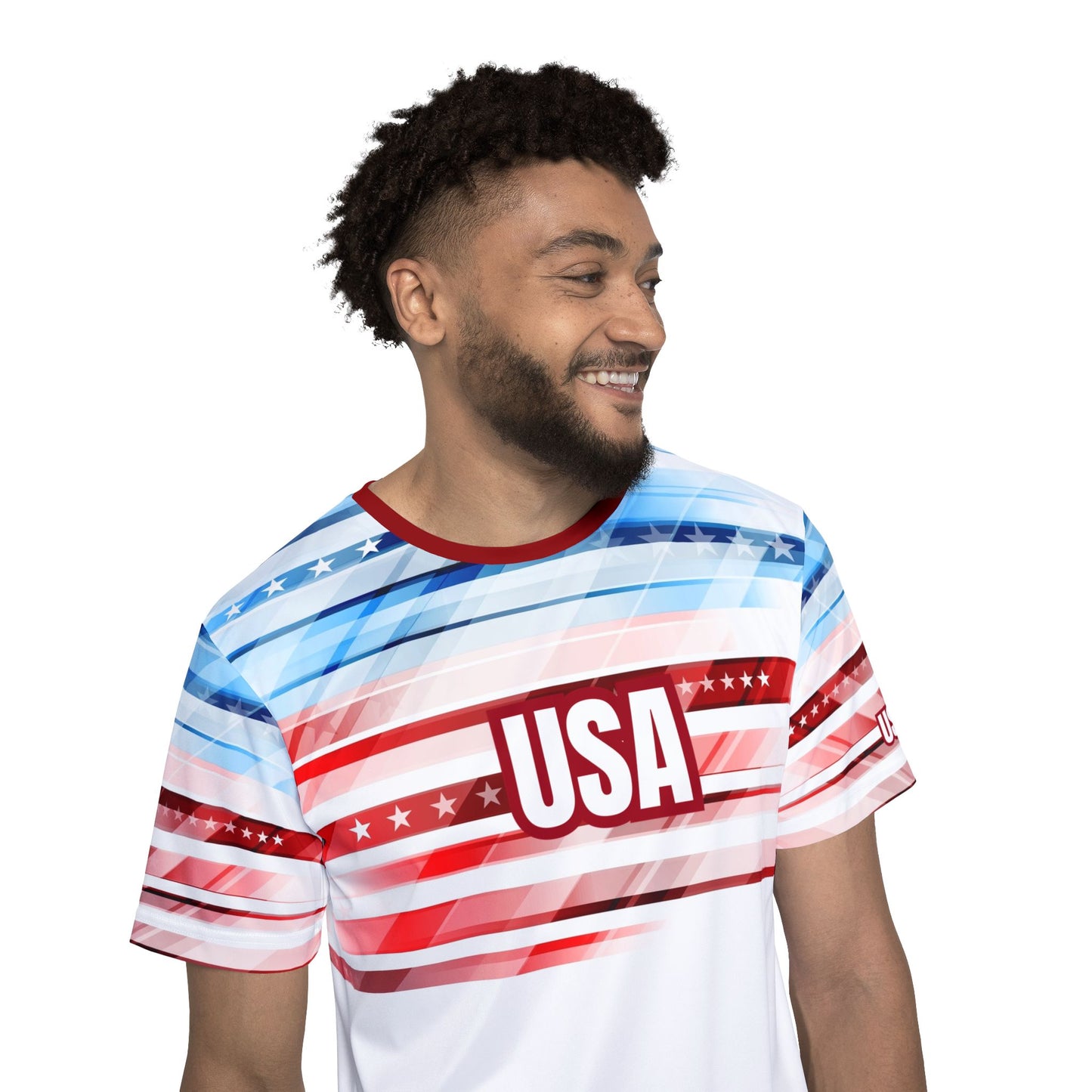 USA Soccer Jersey Blue White Red Stripes with Stars