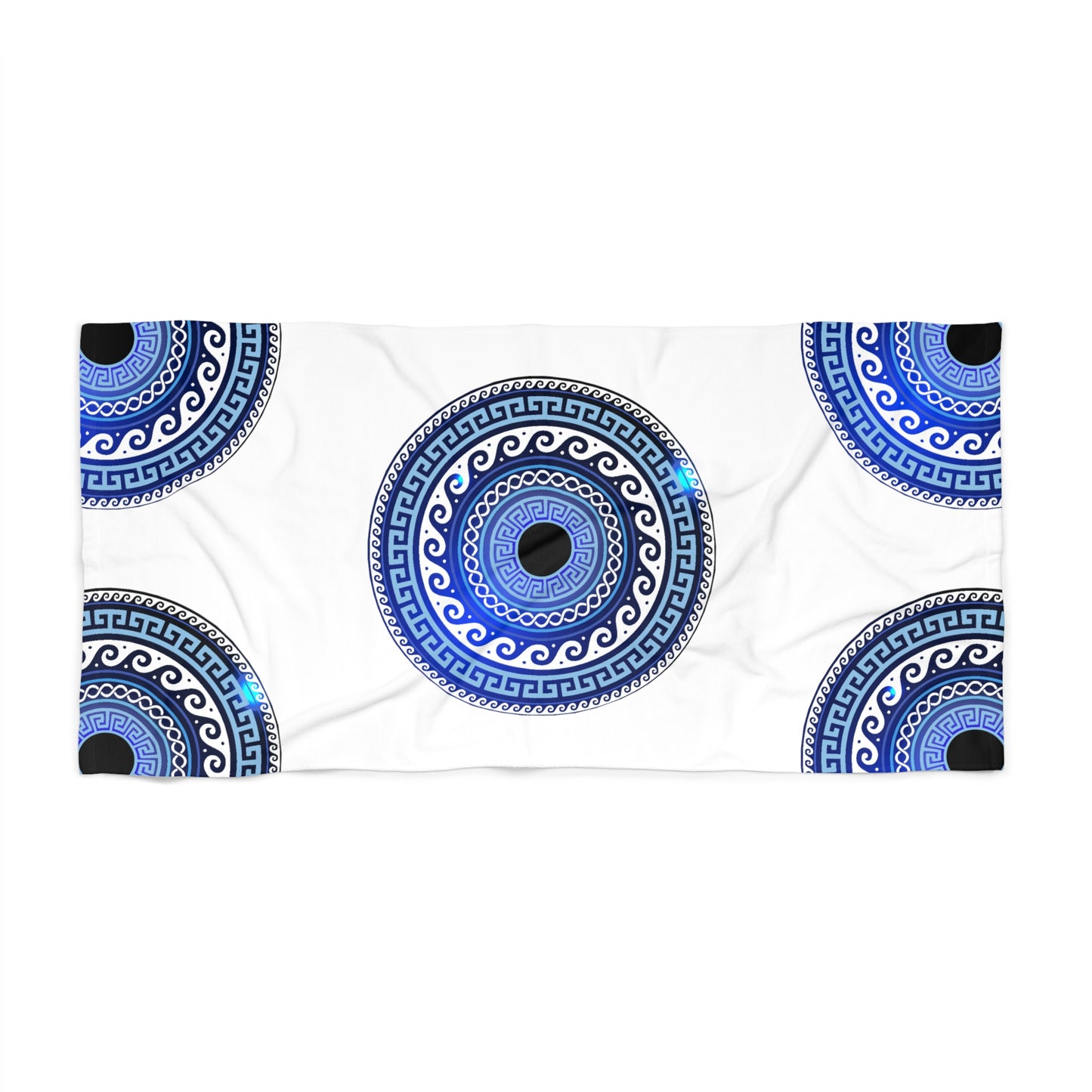 Mati Evil Eye White Blue Beach Towel