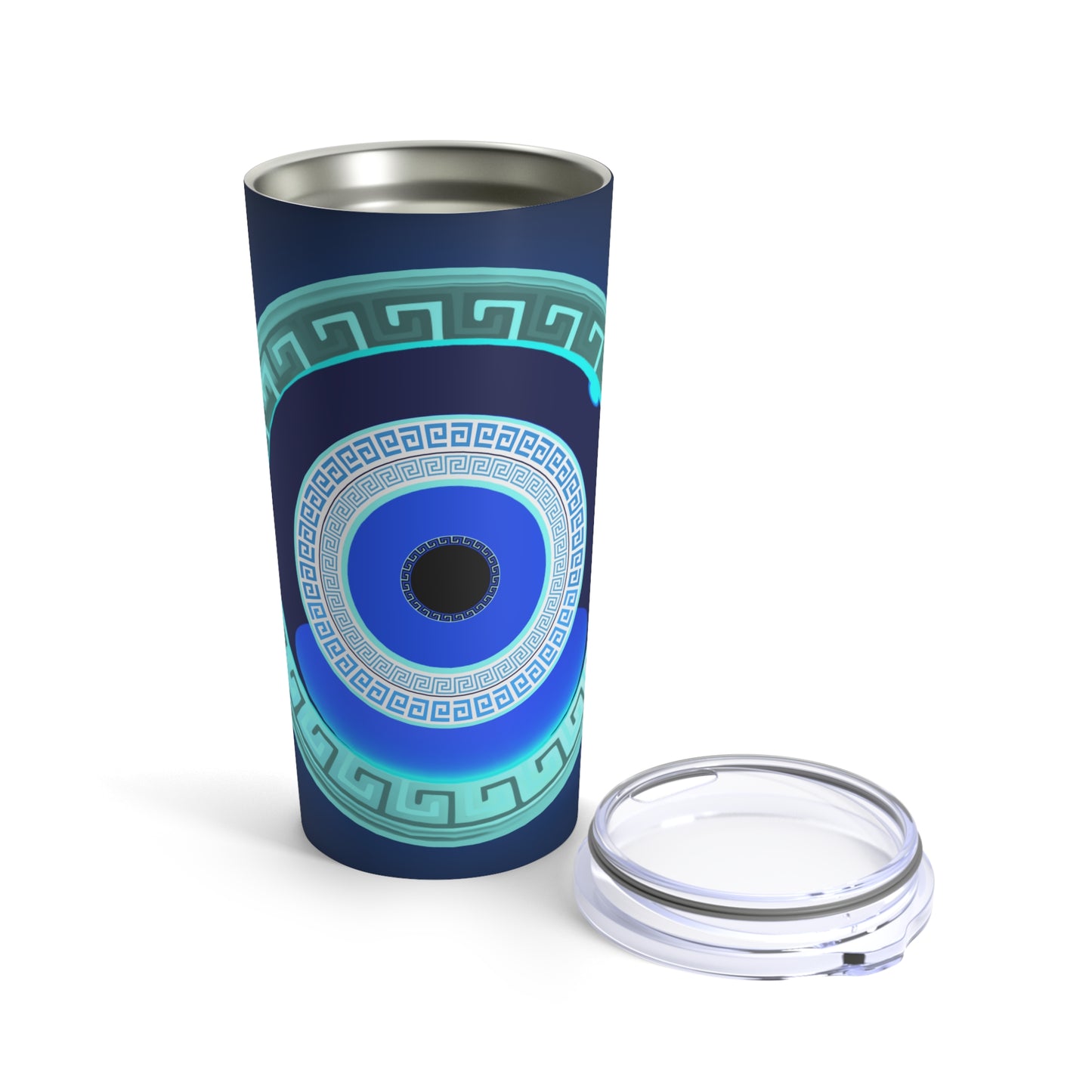 Mati Evil Eye Greek Keys Aqua Tumbler 20oz