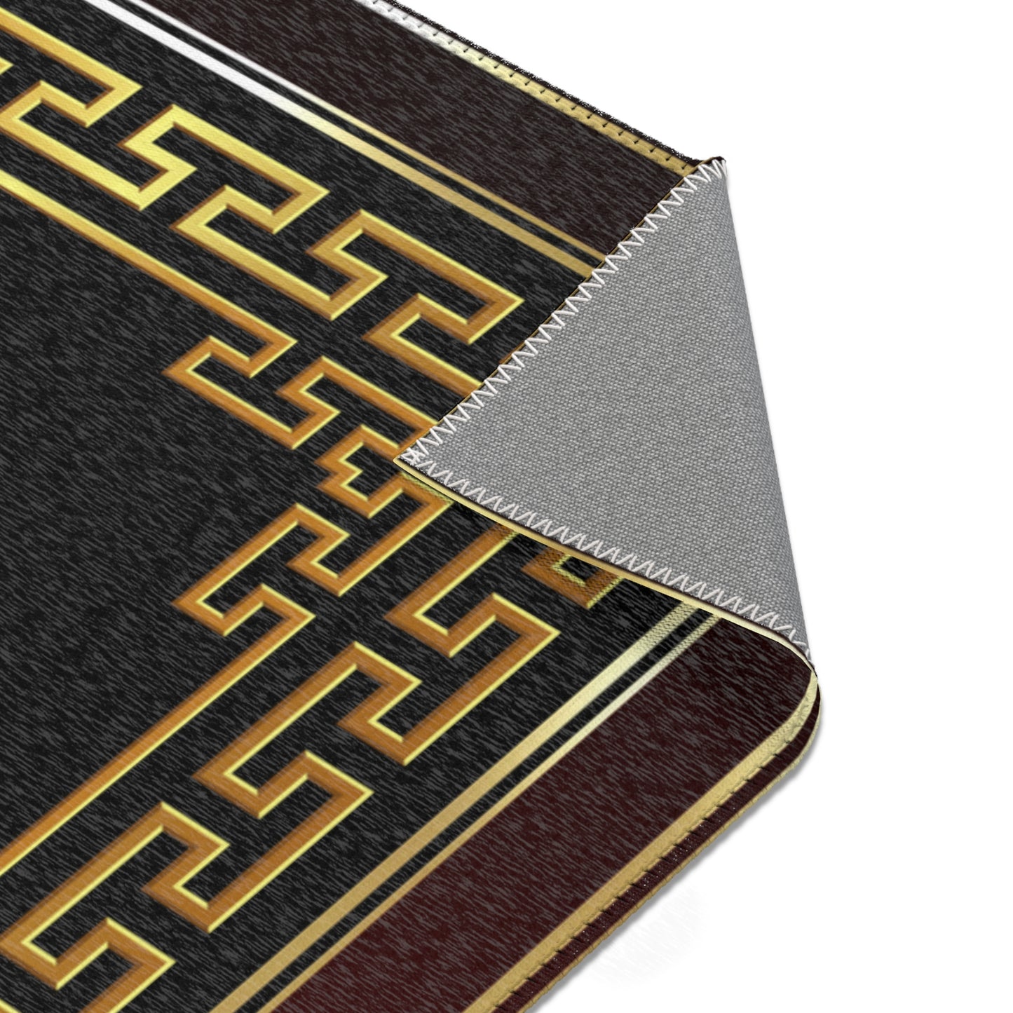 Gold Maroon Greek Key Area Rugs