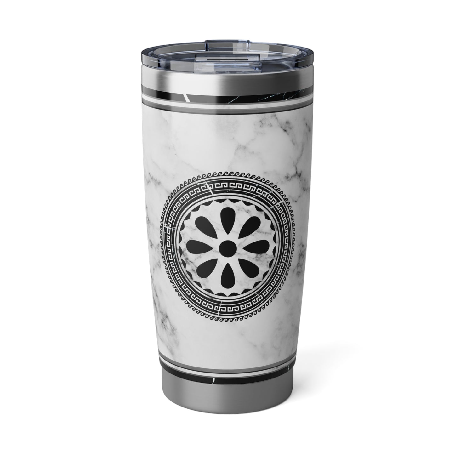 Greek Key White Marbleized Flower Vagabond 20oz Tumbler