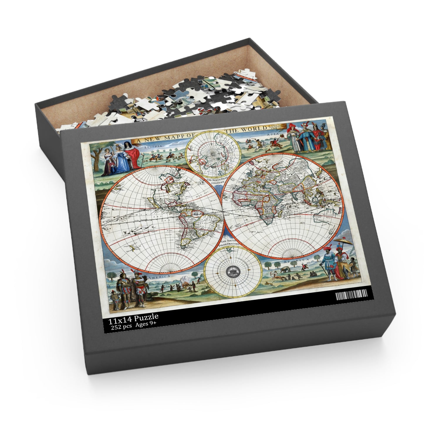 Atlas 1676 Map of the World Institute Natural Philosophy Puzzle (120, 252, 500-Piece)