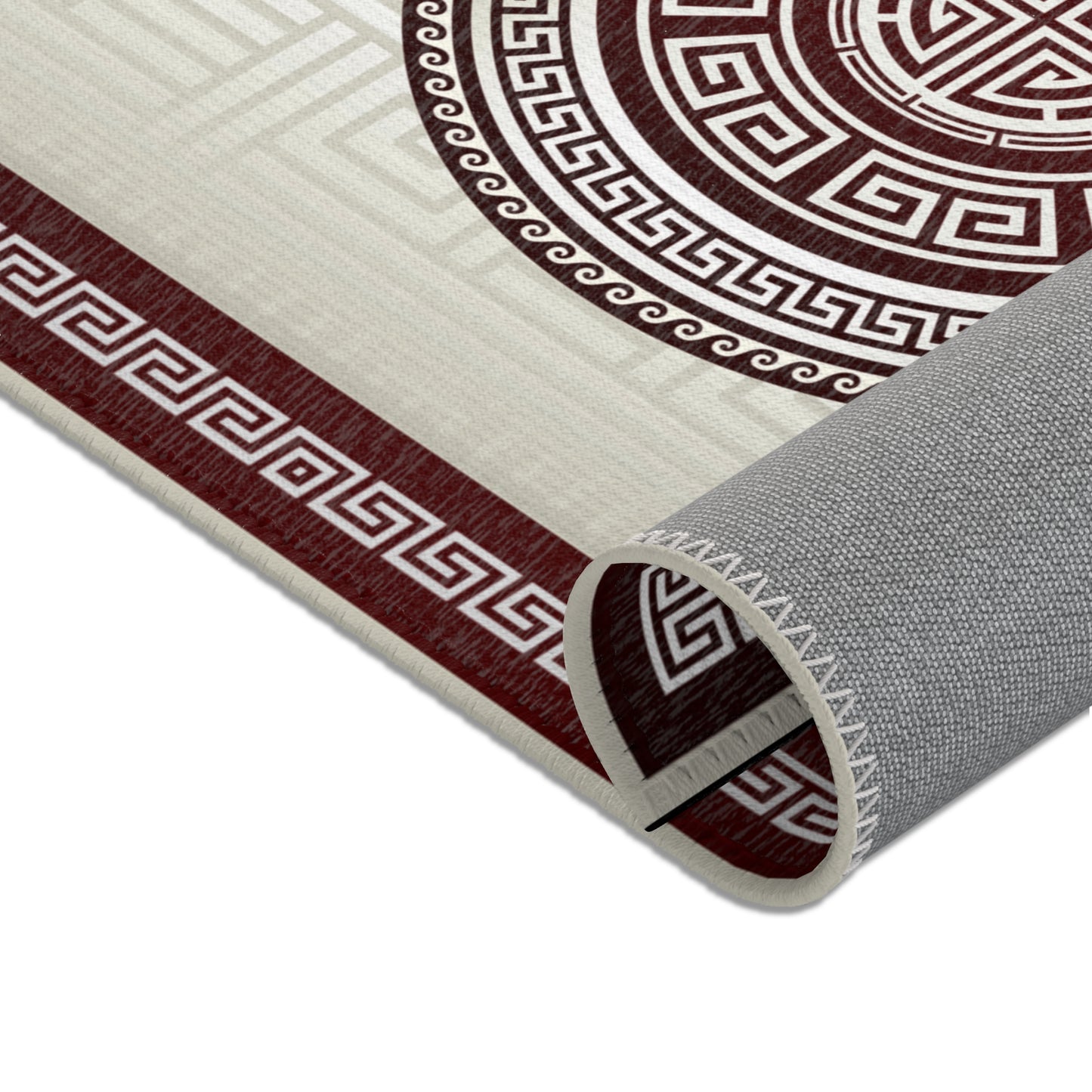 Greek Keys Tan & Maroon Area Rugs