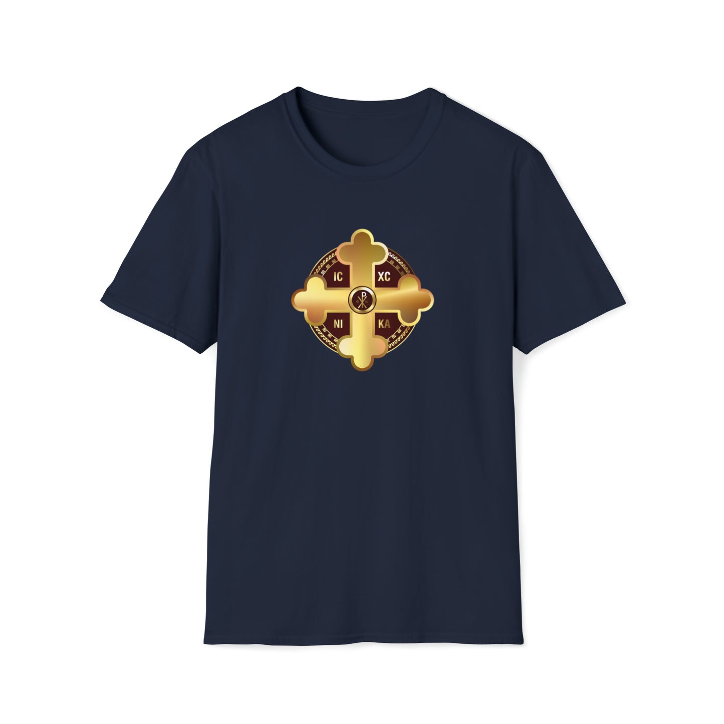 Greek Orthodox Cross Gold Maroon Softstyle T-Shirt