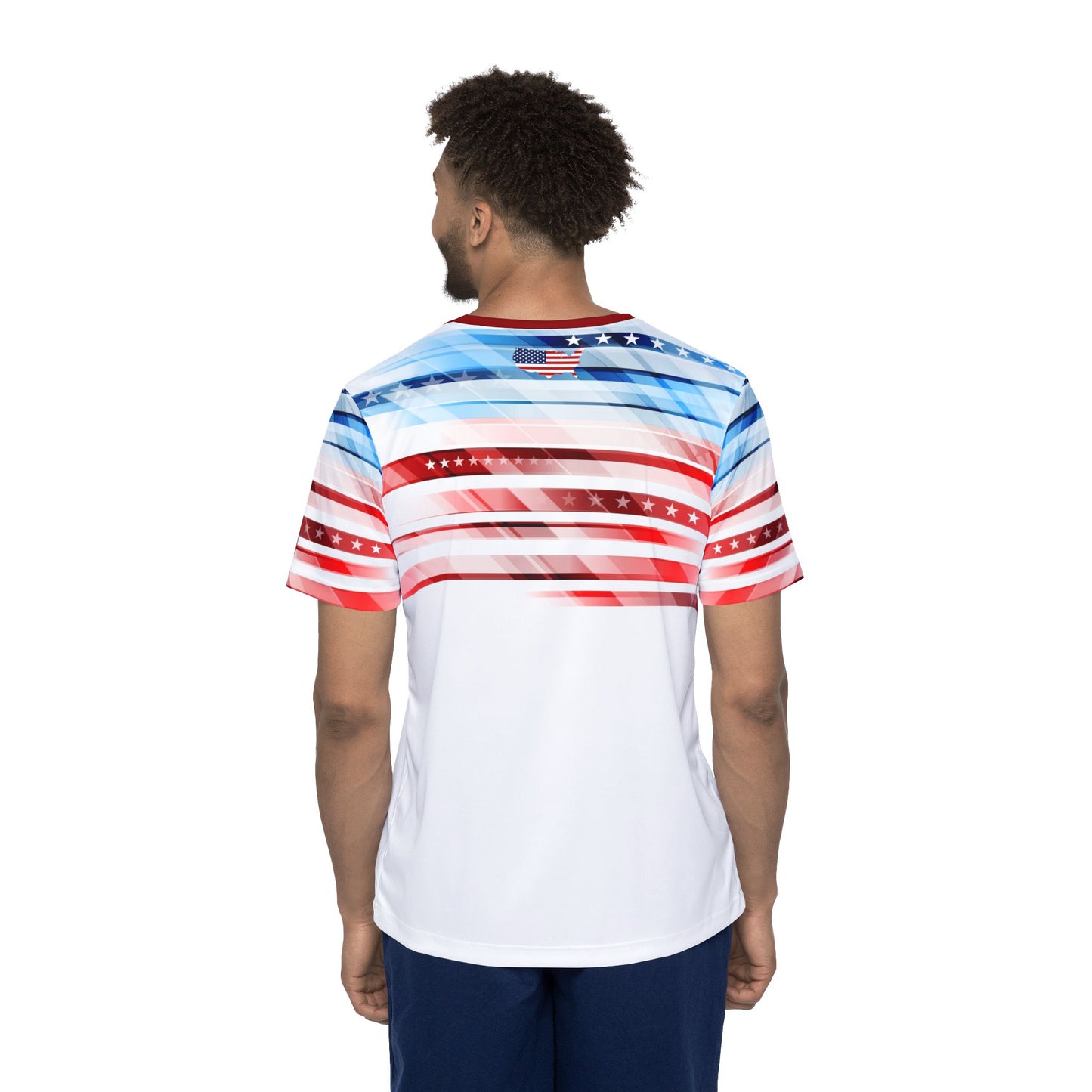USA Soccer Jersey Blue White Red Stripes with Stars