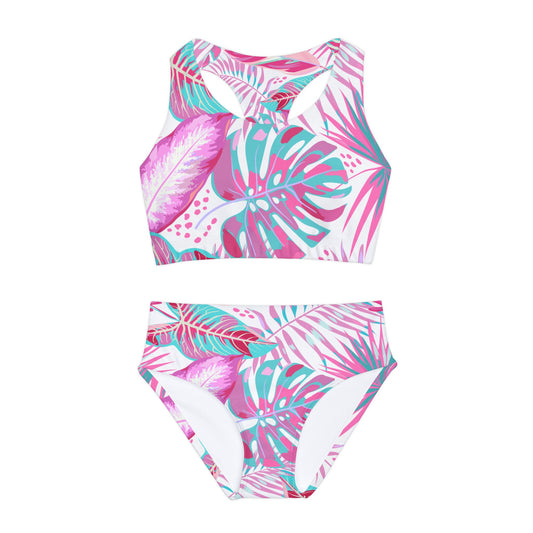 Tropical Neon Girls Two Piece Swimsuit