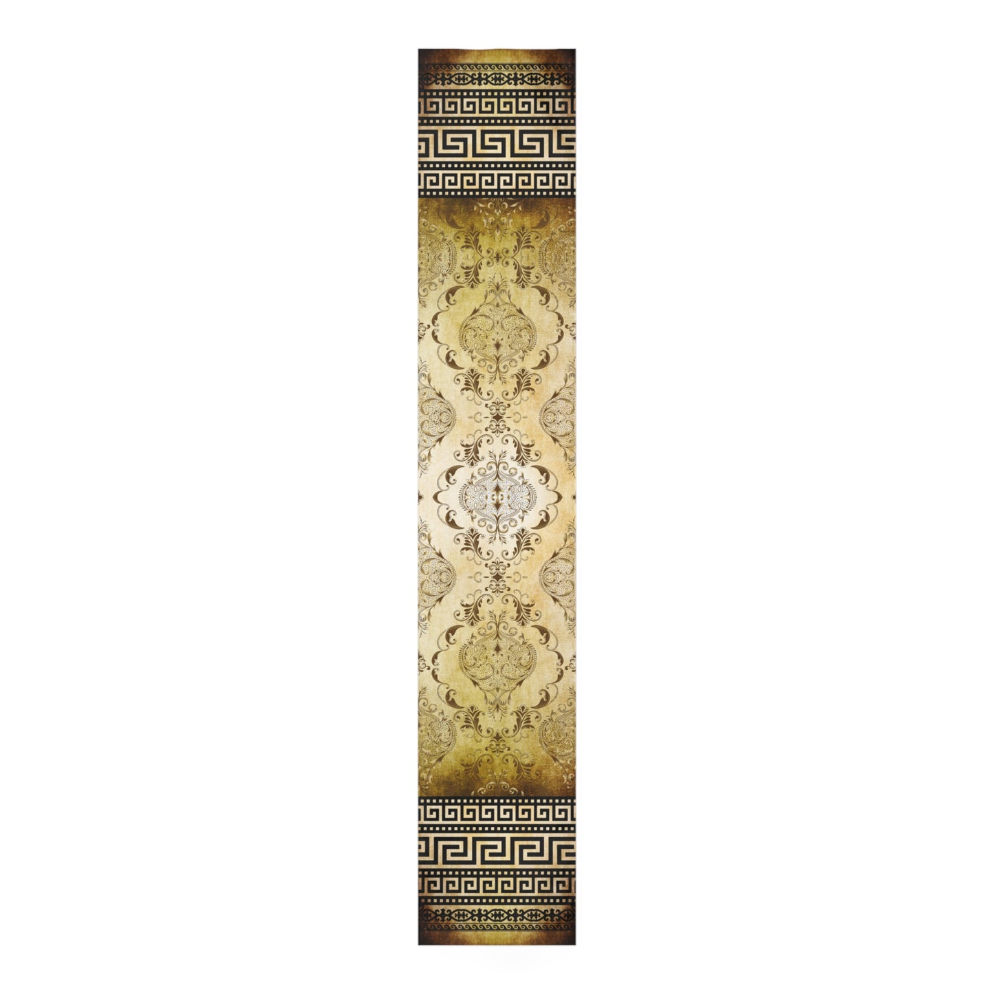 Rustic Vintage Style Floral Greek Key Table Runner