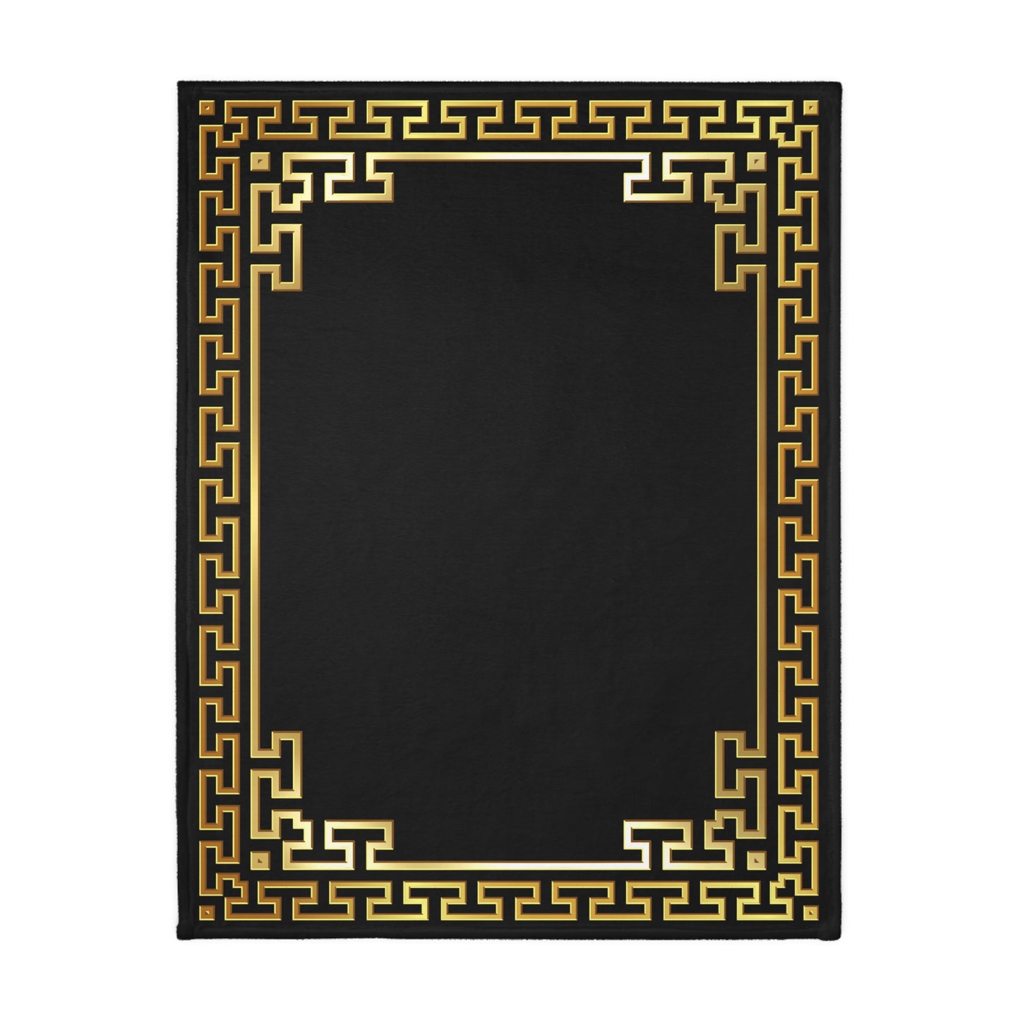 Greek Key Silver/Gold Black/White Velveteen Minky Blanket (Two-sided print)