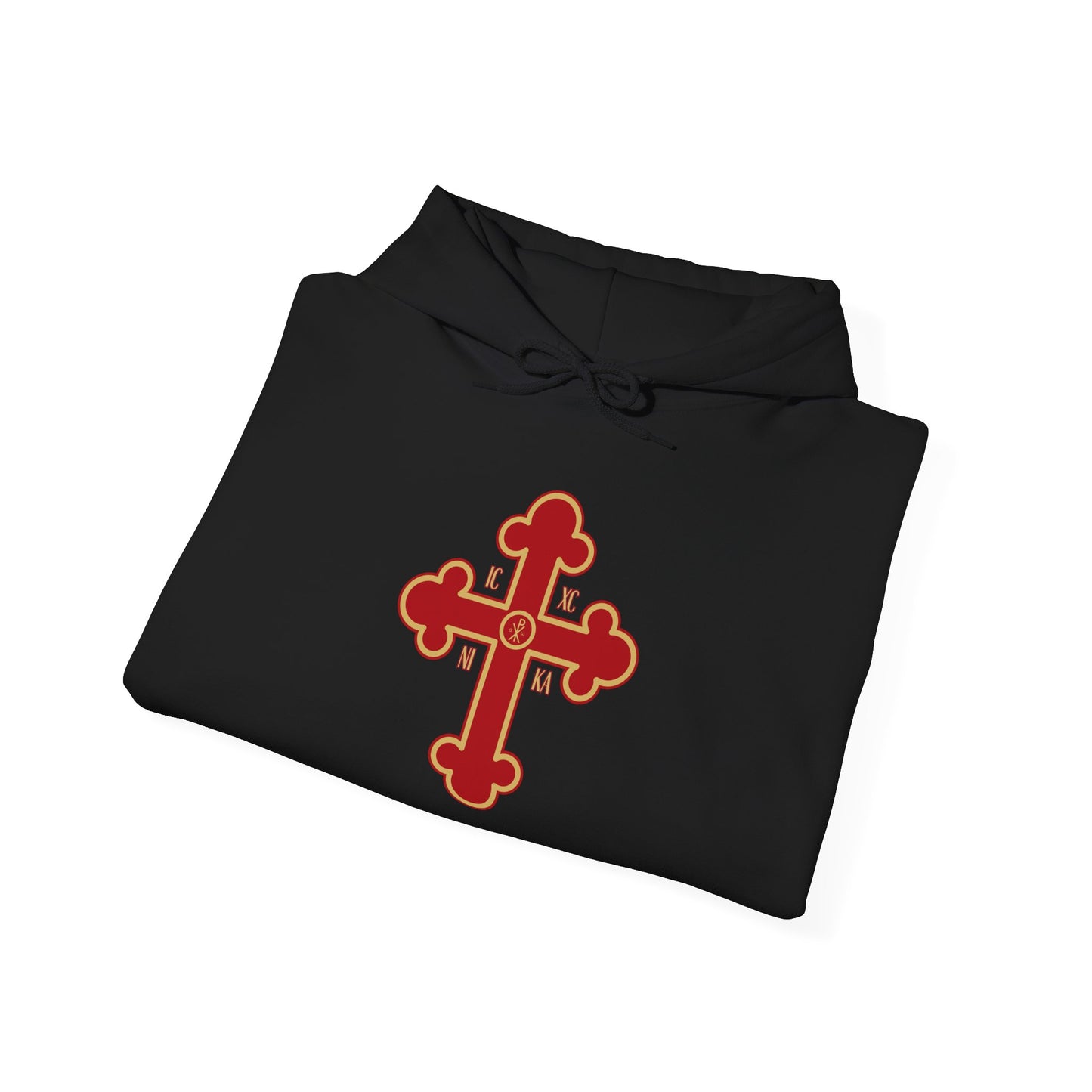Greek Orthodox Cross Red Gold GOYA Unisex Heavy Blend™ Hooded Sweatshirt
