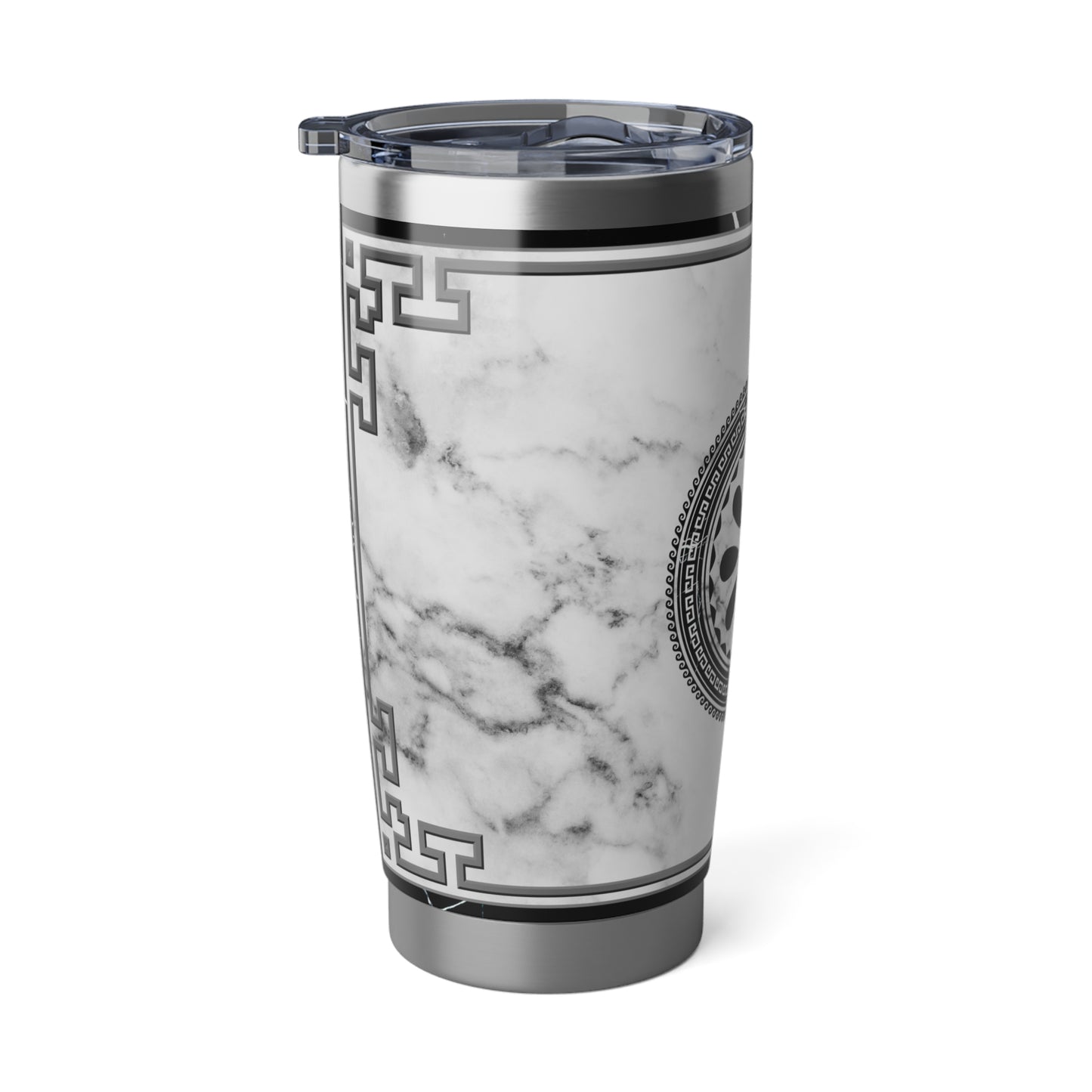 Greek Key White Marbleized Flower Vagabond 20oz Tumbler