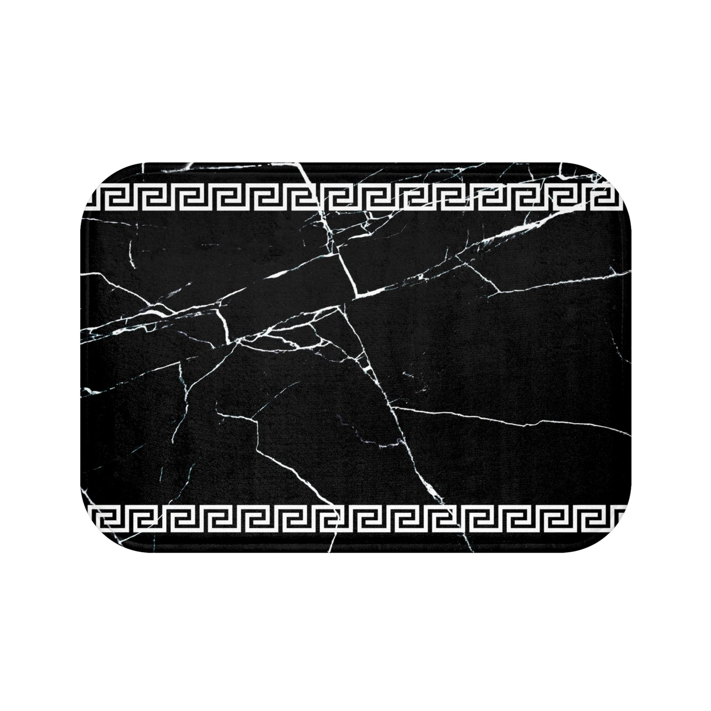 Black White Greek Key Marble Bath Mat