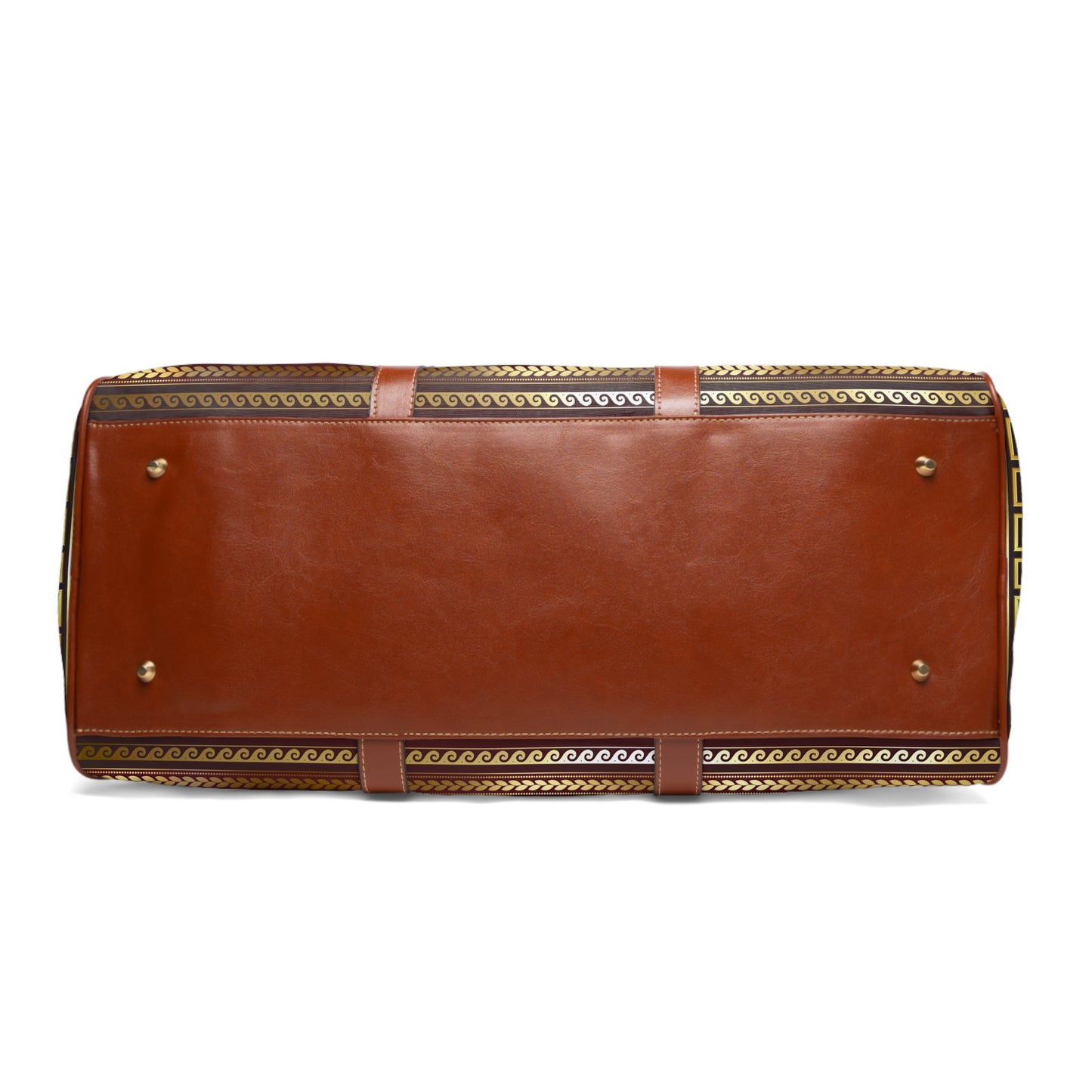Greek Key Red Black Maroon Gold Waterproof Travel Bag