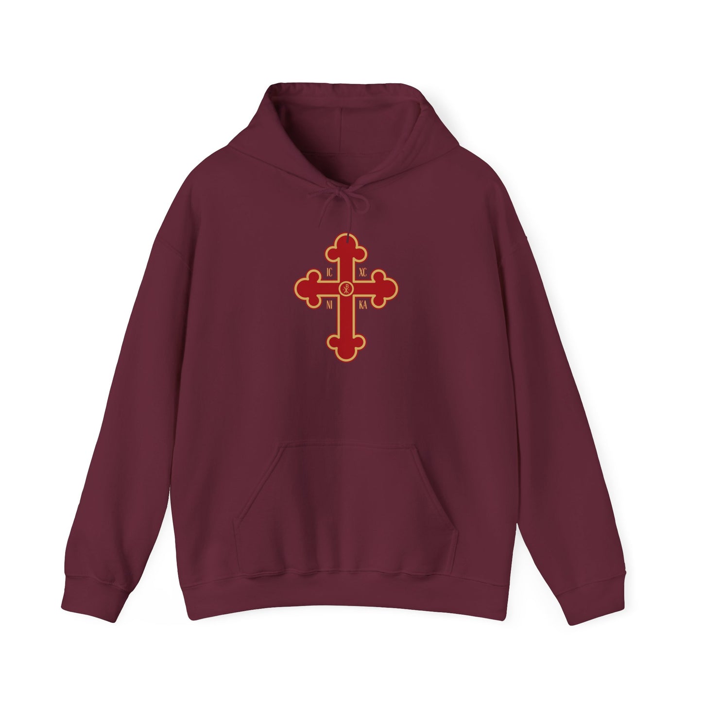 Greek Orthodox Cross Red Gold GOYA Unisex Heavy Blend™ Hooded Sweatshirt