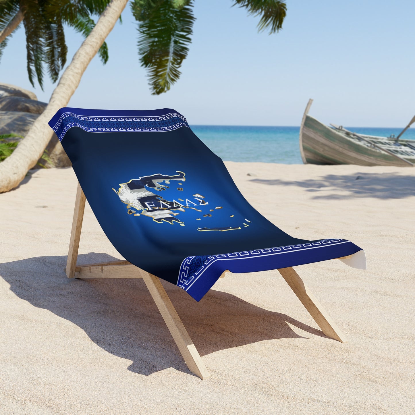 Greece Blue White Beach Towel