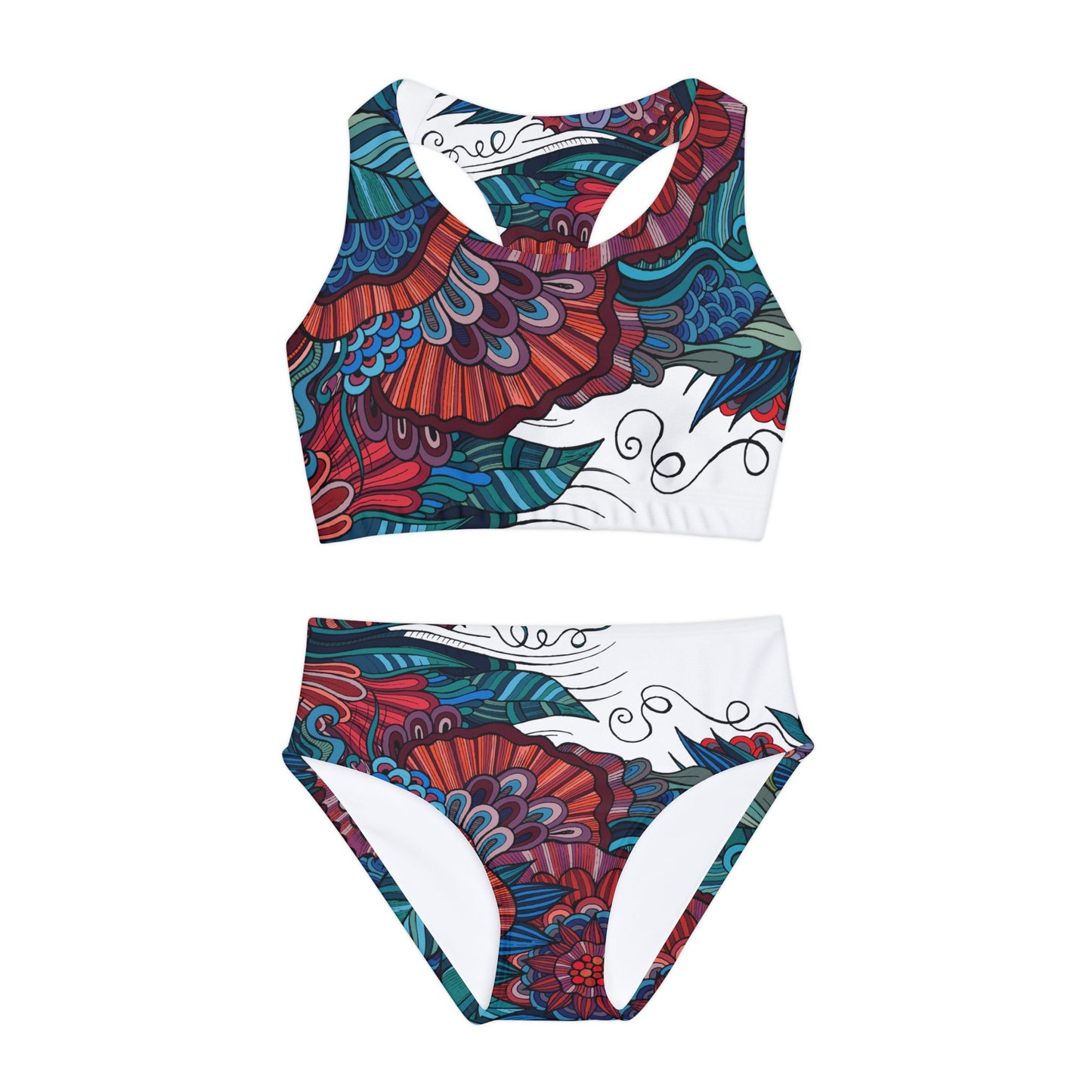 Tropical Floral Girls Two Piece Swimsuit Kiki Collection