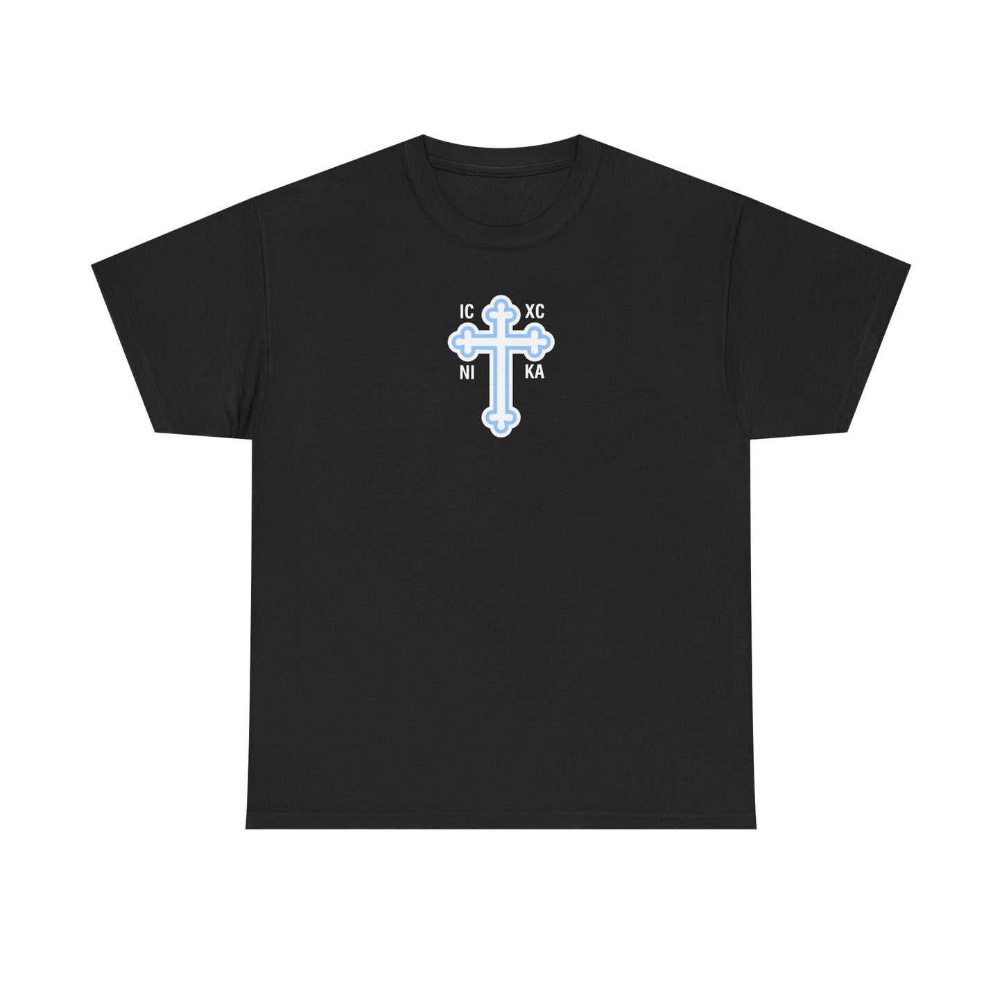 Greek Orthodox Cross White Blue GOYA Unisex Heavy Cotton Tee