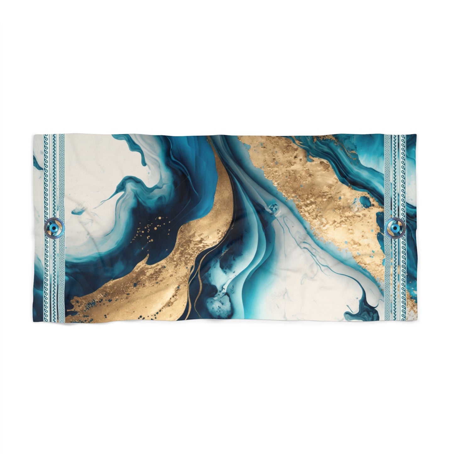 Aqua Gold Sea Sand Greek Key Beach Towel