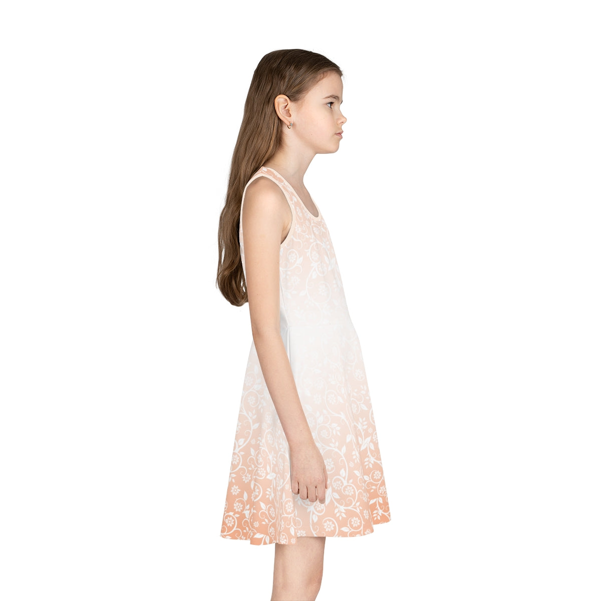 Peach Floral Girls' Sleeveless Sundress Kiki Collection