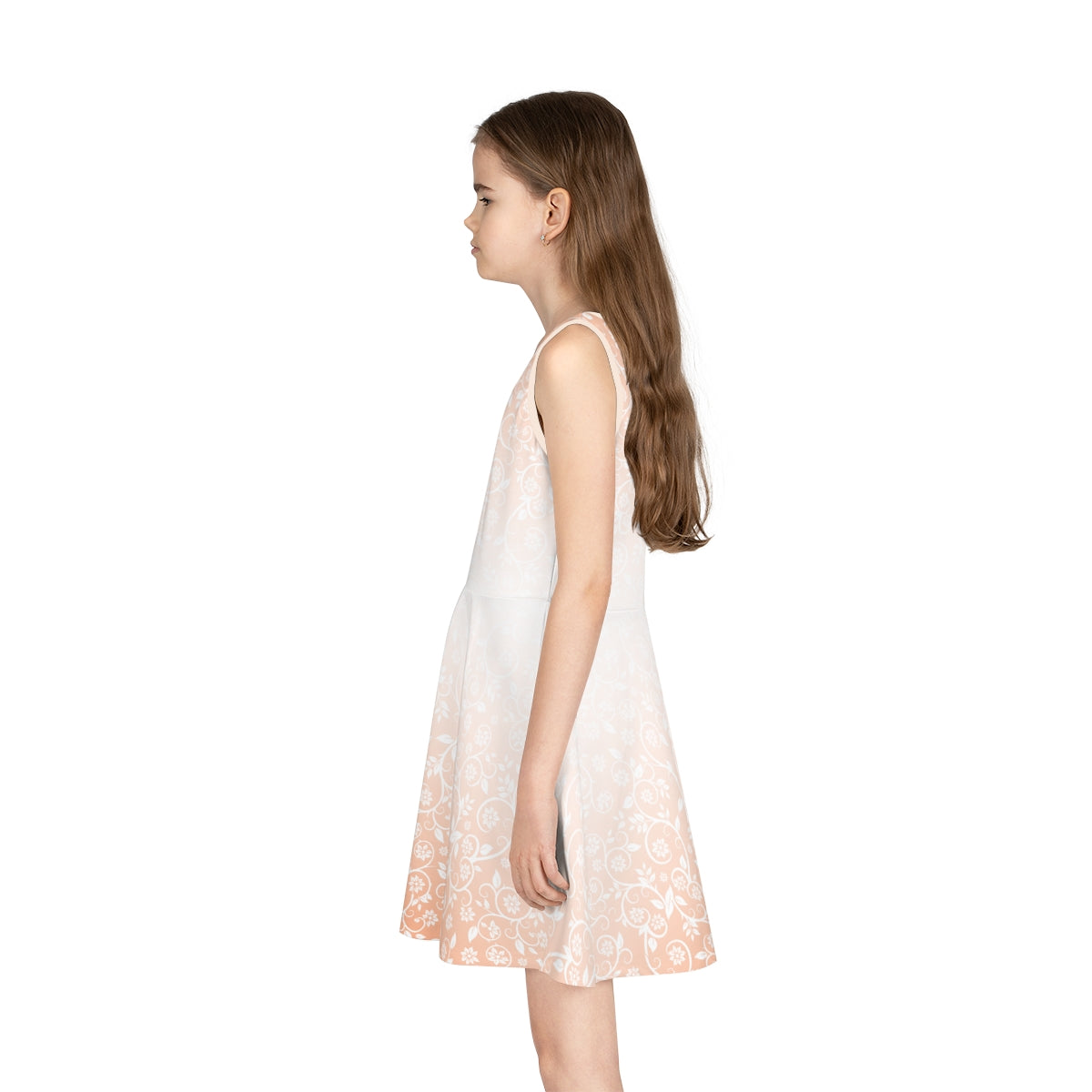 Peach Floral Girls' Sleeveless Sundress Kiki Collection