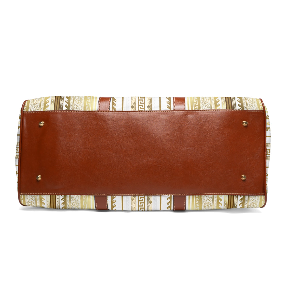Greek Key Gold White Brown Waterproof Travel Bag